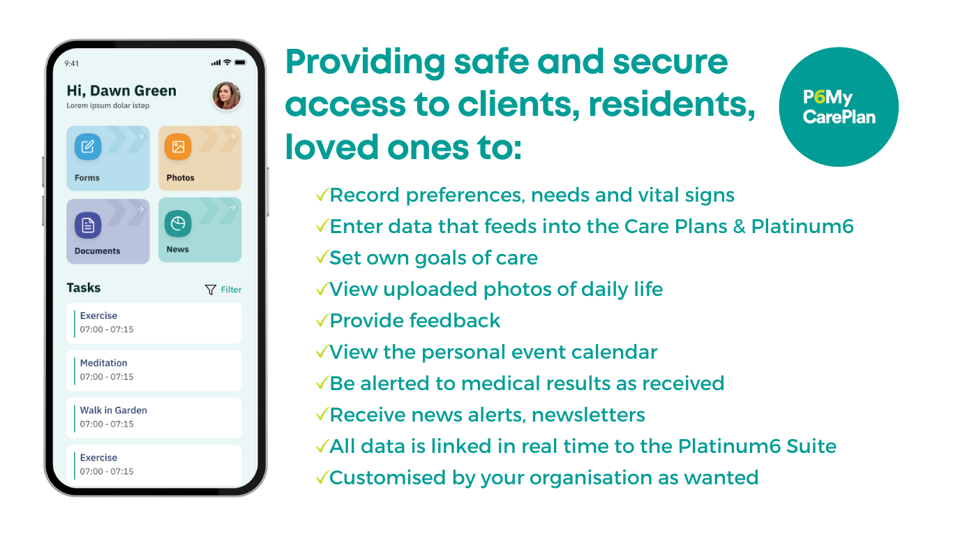 Providing safe and secure access to clients, residents, loved ones to: